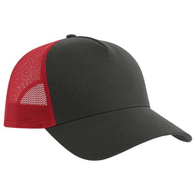 Dark Grey-Red - Back - Atlantis Rapper 5 Panel Cotton Sustainable Trucker Cap