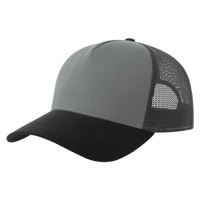 Grey-Dark Grey-Black - Front - Atlantis Rapper 5 Panel Cotton Sustainable Trucker Cap