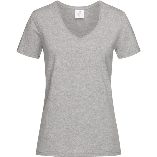 Grey Heather - Front - Stedman Womens-Ladies V Neck Classic T-Shirt