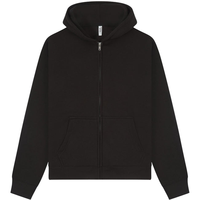 Black - Front - Casual Classics Unisex Adult Premium Boxy Oversized Full Zip Hoodie