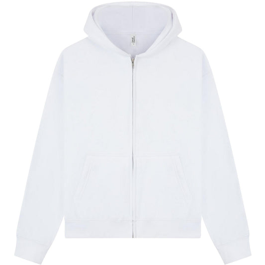 White - Front - Casual Classics Unisex Adult Premium Boxy Oversized Full Zip Hoodie