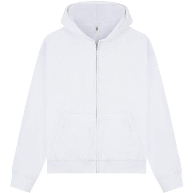 White - Front - Casual Classics Unisex Adult Premium Boxy Oversized Full Zip Hoodie