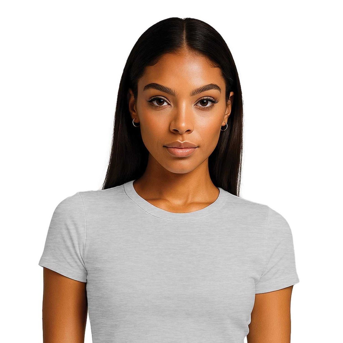 Ash Grey - Back - Casual Classics Womens-Ladies Combed Cotton Crop T-Shirt