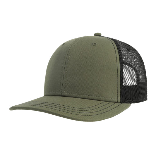 Olive-Black - Front - Atlantis Headwear Unisex Adult Sonic-S 6 Panel Structured Trucker Cap