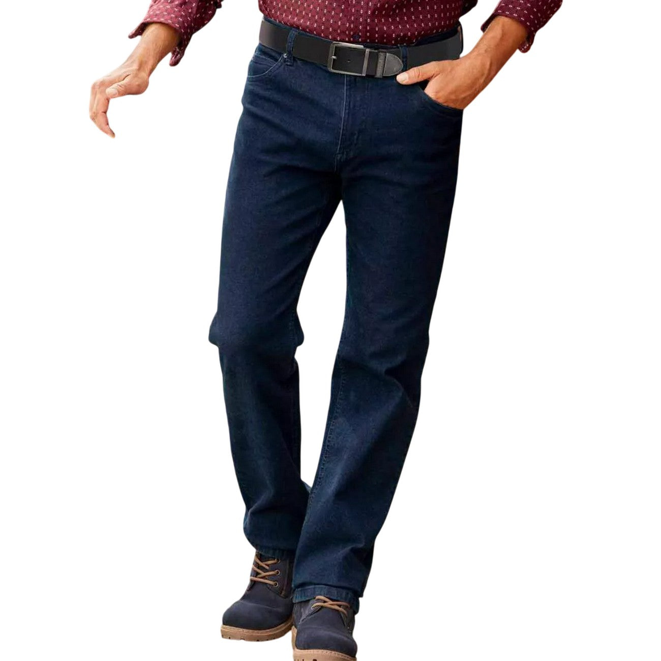 Dark Blue - Side - Atlas For Men Mens Stretch Regular Jeans