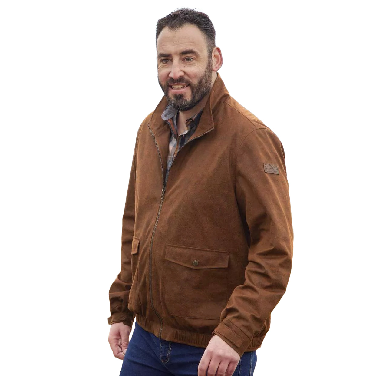 Brown - Lifestyle - Atlas For Men Mens Faux Suede Jacket