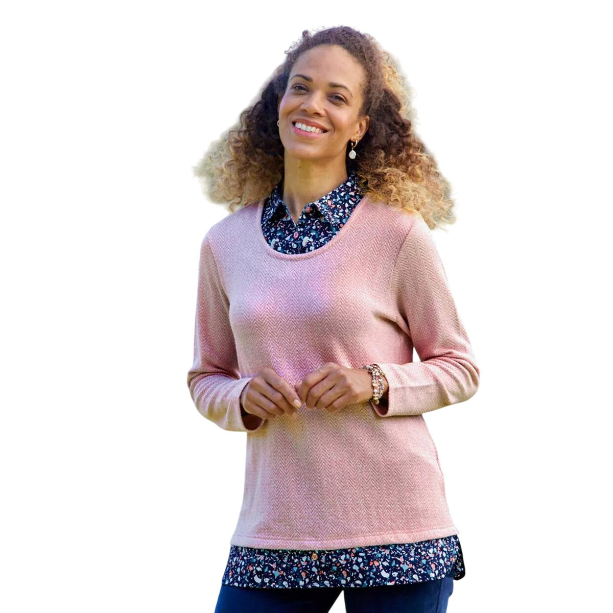 Pink - Side - Atlas for Women Womens-Ladies 2 in 1 Jumper