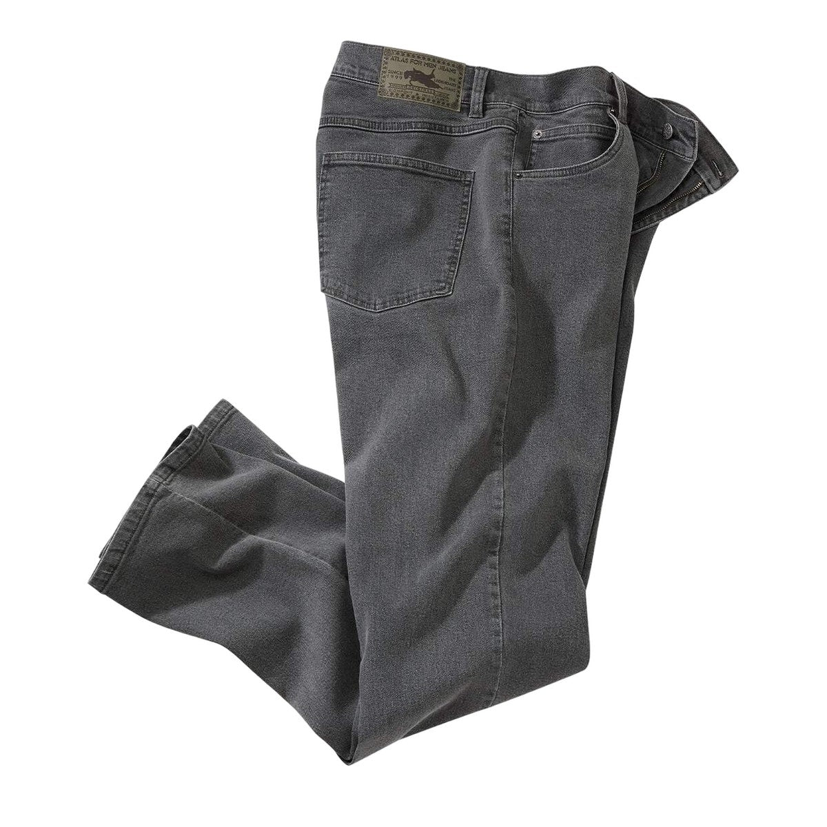 Grey - Side - Atlas For Men Mens Stretch Regular Jeans