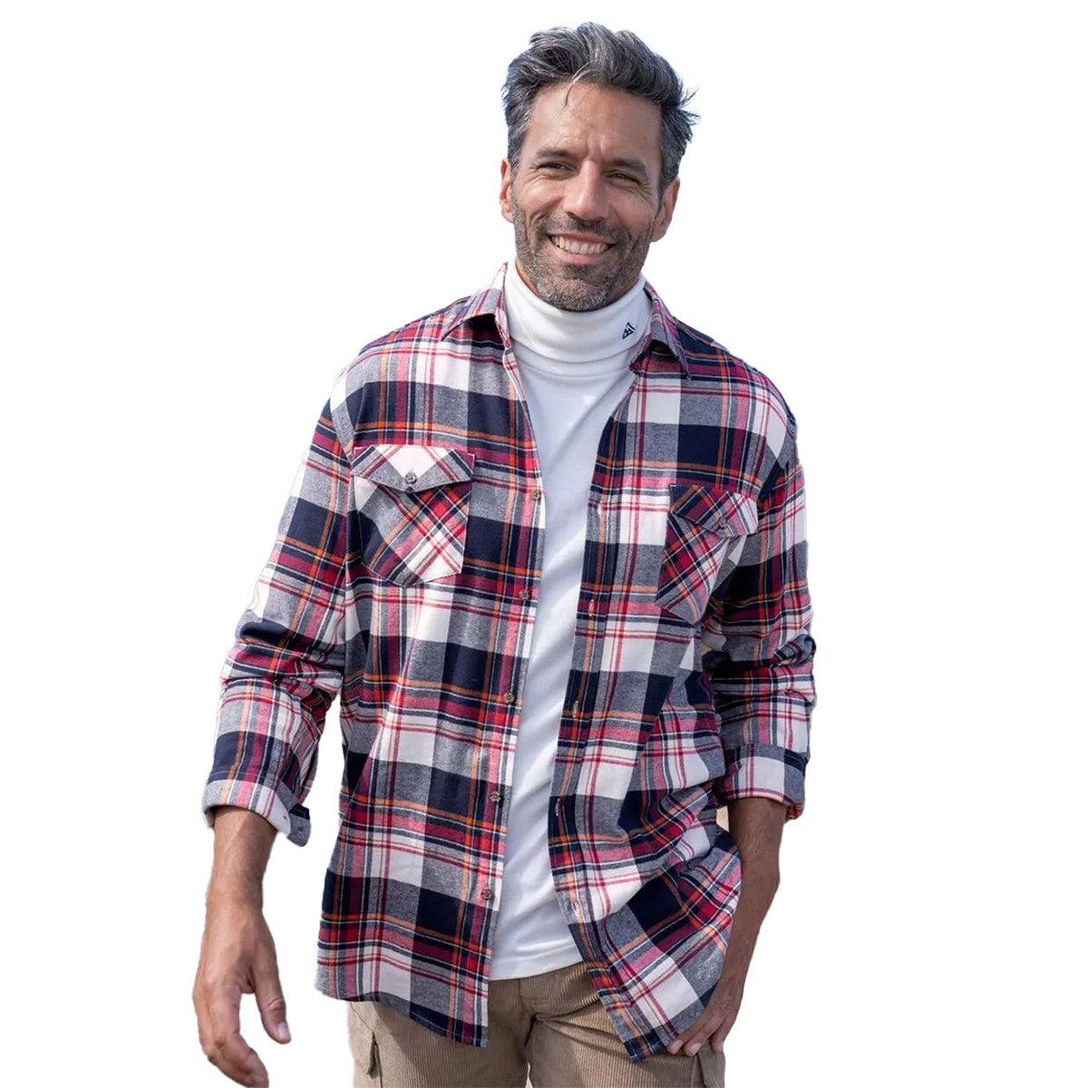 Dark Blue-Burgundy-Black - Side - Atlas For Men Mens Checked Flannel Shirt