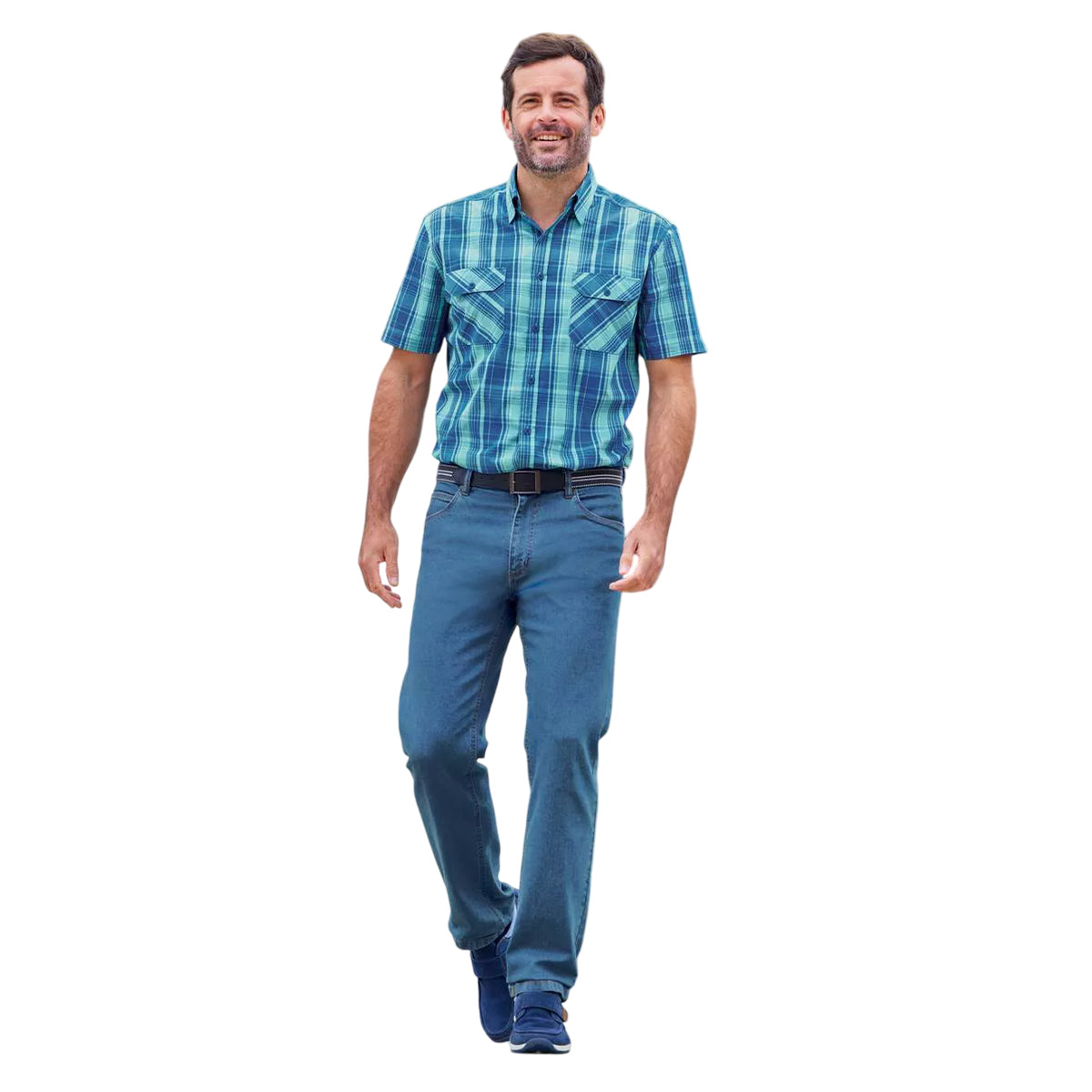 Blue - Side - Atlas For Men Mens Regular Jeans