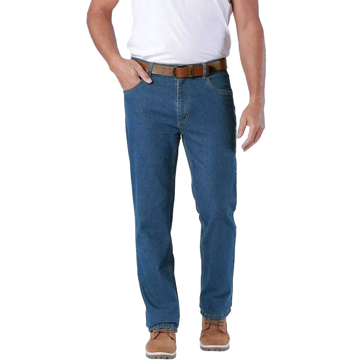 Blue-Black - Side - Atlas For Men Mens Stretch Regular Jeans (Pack of 2)