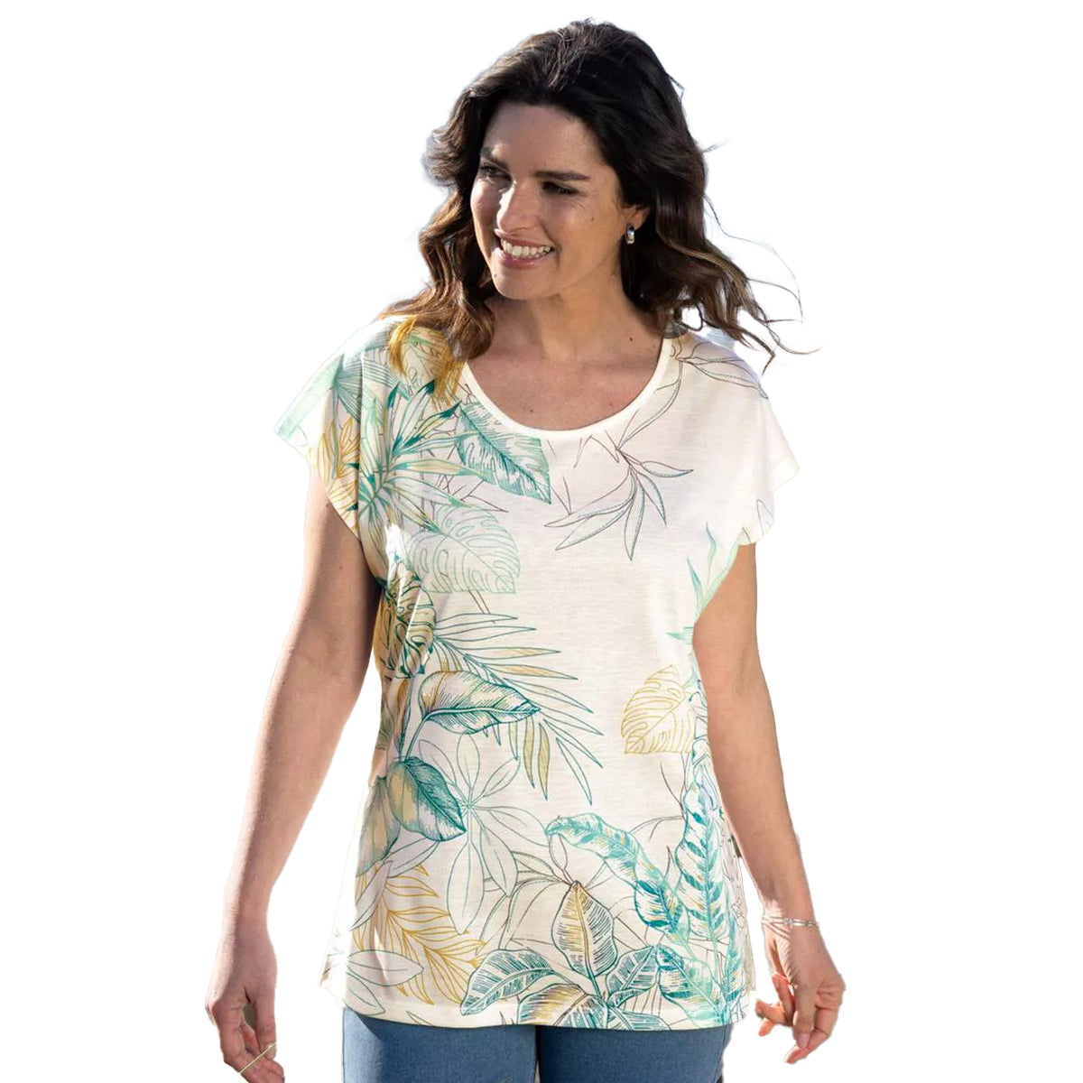 Ecru - Back - Atlas for Women Womens-Ladies Printed T-Shirt