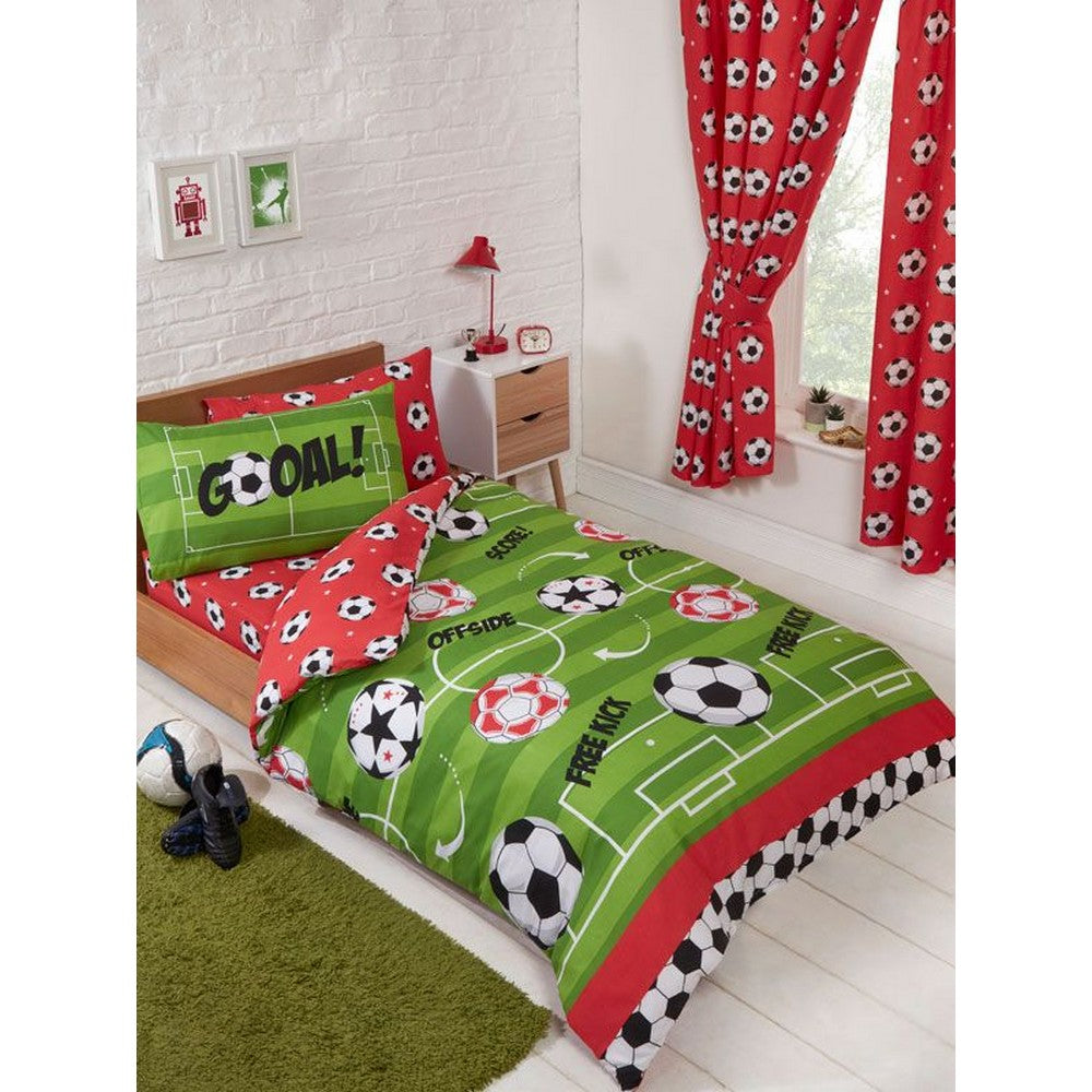 Red-Black-White - Back - Bedding & Beyond Football Fitted Bed Sheet Set