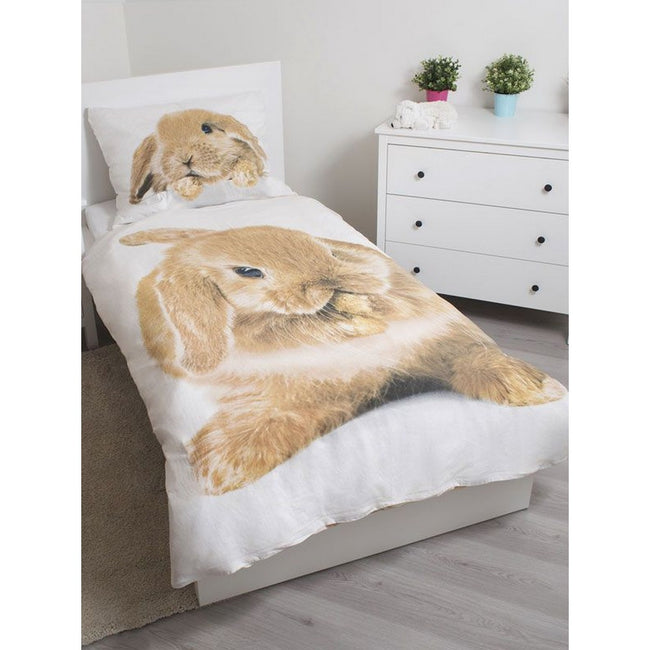 Brown-White - Back - Cotton Bunny Duvet Cover Set