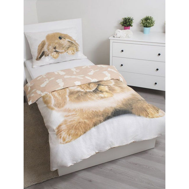 Brown-White - Side - Cotton Bunny Duvet Cover Set