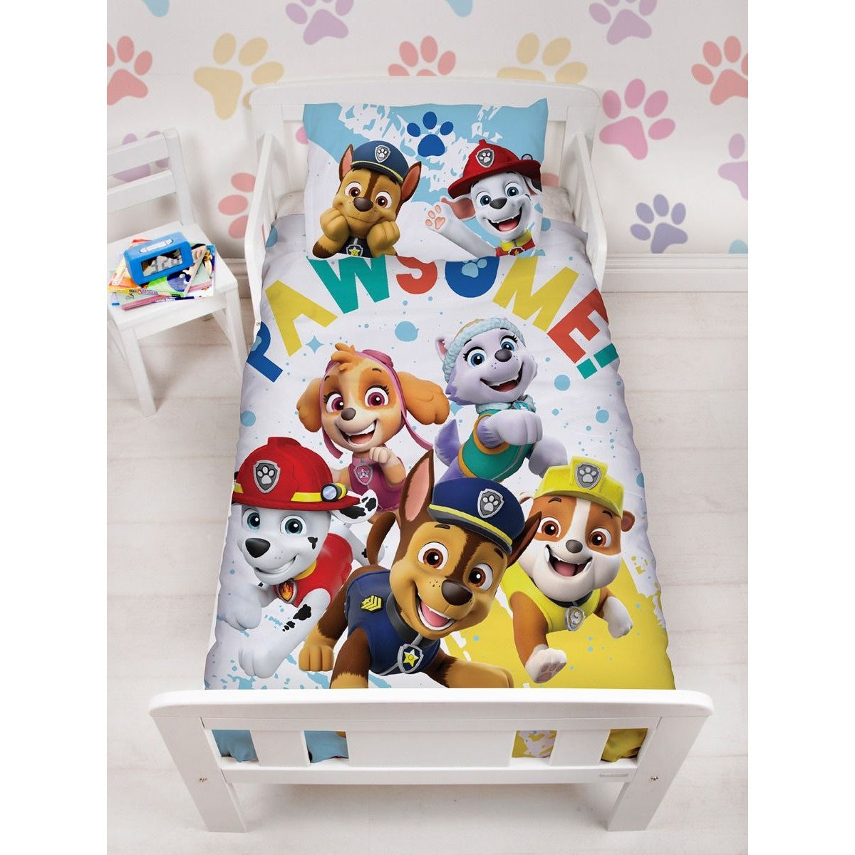 Multicoloured - Side - Paw Patrol Childrens-Kids Splodge Duvet Cover Set