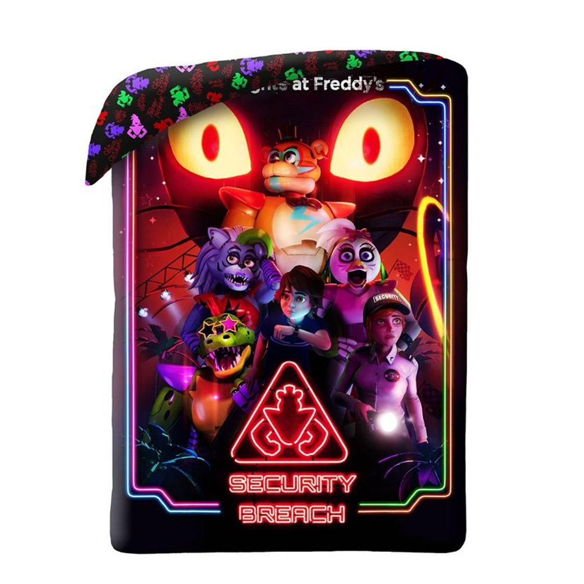 Black-Multicoloured - Back - Five Nights At Freddys Security Breach Duvet Cover Set