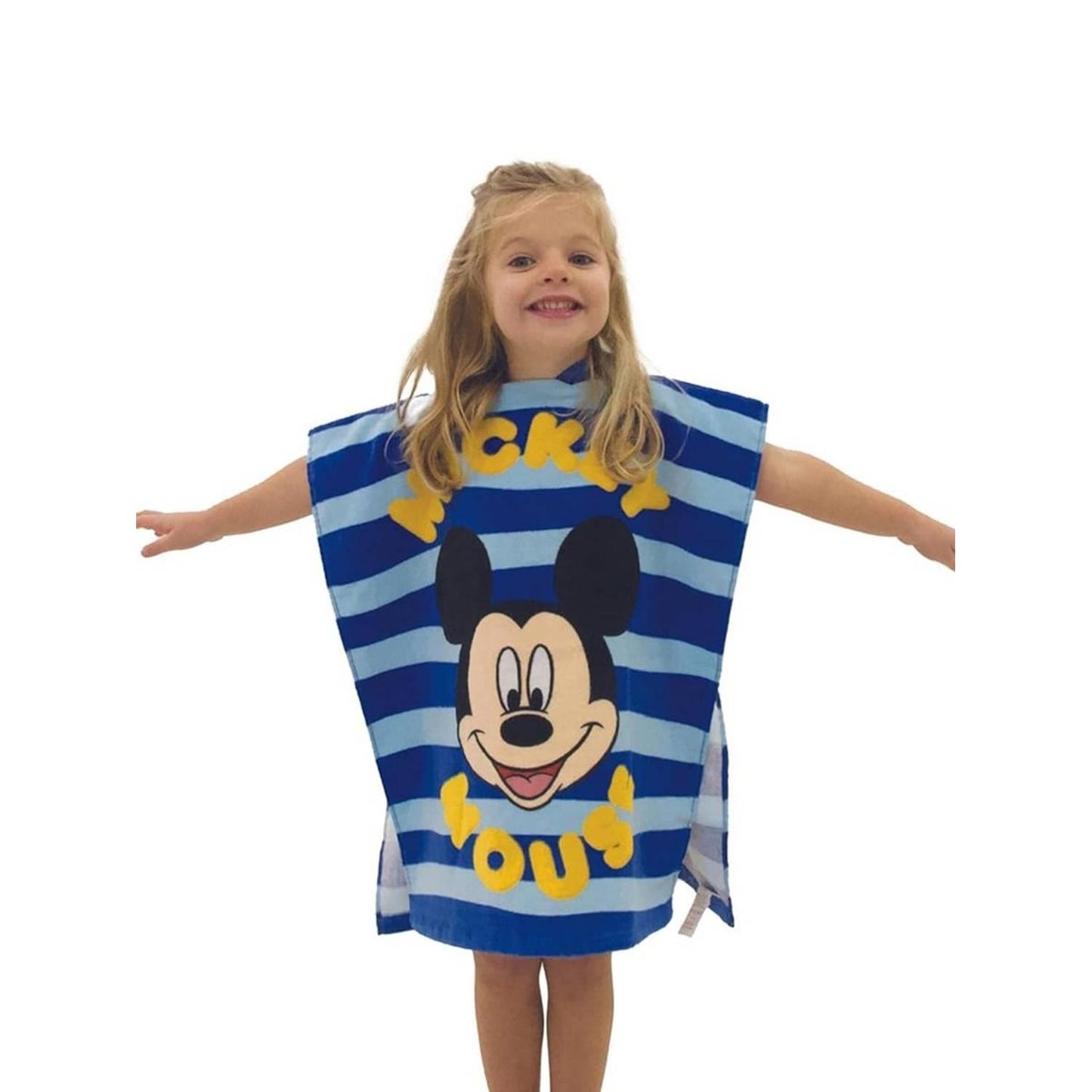 Multicoloured - Side - Disney Childrens-Kids Mickey Mouse Stripe Hooded Towel
