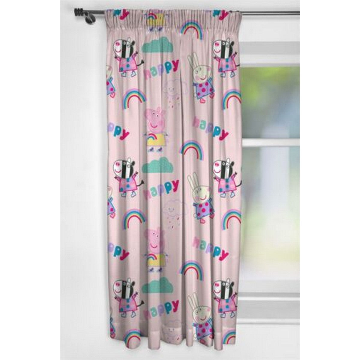 Pink - Back - Peppa Pig Storm Pencil Pleat Curtains (Pack of 2)