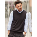 Charcoal Marl - Back - Russell Collection Mens V-Neck Sleevless Knitted Pullover Top - Jumper