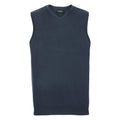 French Navy - Front - Russell Collection Mens V-Neck Sleevless Knitted Pullover Top - Jumper
