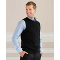 Black - Back - Russell Collection Mens V-Neck Sleevless Knitted Pullover Top - Jumper