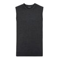Charcoal Marl - Front - Russell Collection Mens V-Neck Sleevless Knitted Pullover Top - Jumper