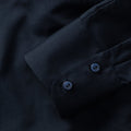 French Navy - Close up - Russell Collection Ladies-Womens Long Sleeve Poly-Cotton Easy Care Fitted Poplin Shirt