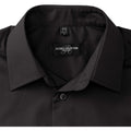Black - Back - Russell Collection Mens Long Sleeve Poly-Cotton Easy Care Tailored Poplin Shirt