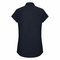 French Navy - Back - Russell Collection Ladies Cap Sleeve Polycotton Easy Care Fitted Poplin Shirt