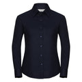 Bright Navy - Front - Russell Collection Ladies-Womens Long Sleeve Easy Care Oxford Shirt