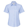 Oxford Blue - Front - Russell Collection Ladies-Womens Short Sleeve Easy Care Oxford Shirt