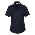 Bright Navy - Front - Russell Collection Ladies-Womens Short Sleeve Easy Care Oxford Shirt