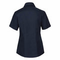 Bright Navy - Back - Russell Collection Ladies-Womens Short Sleeve Easy Care Oxford Shirt