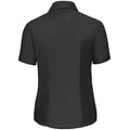 Black - Back - Russell Collection Ladies-Womens Short Sleeve Easy Care Oxford Shirt