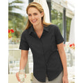 Black - Pack Shot - Russell Collection Ladies-Womens Short Sleeve Easy Care Oxford Shirt