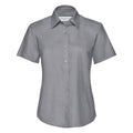 Silver Grey - Front - Russell Collection Ladies-Womens Short Sleeve Easy Care Oxford Shirt