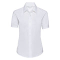 White - Front - Russell Collection Ladies-Womens Short Sleeve Easy Care Oxford Shirt