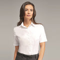 White - Back - Russell Collection Ladies-Womens Short Sleeve Easy Care Oxford Shirt