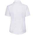 White - Side - Russell Collection Ladies-Womens Short Sleeve Easy Care Oxford Shirt