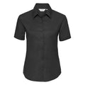 Black - Front - Russell Collection Ladies-Womens Short Sleeve Easy Care Oxford Shirt