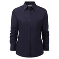 French Navy - Back - Russell Collection Ladies-Womens Long Sleeve Shirt