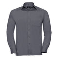 Convoy Grey - Front - Russell Collection Mens Long Sleeve Shirt