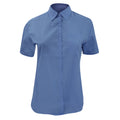 Corporate Blue - Side - Russell Collection Ladies-Womens Short Sleeve Poly-Cotton Easy Care Poplin Shirt