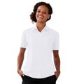 White - Back - Russell Collection Ladies-Womens Short Sleeve Poly-Cotton Easy Care Poplin Shirt