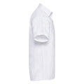 White - Side - Russell Collection Ladies-Womens Short Sleeve Poly-Cotton Easy Care Poplin Shirt