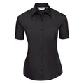 Black - Front - Russell Collection Ladies-Womens Short Sleeve Poly-Cotton Easy Care Poplin Shirt