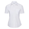 White - Front - Russell Collection Ladies-Womens Short Sleeve Poly-Cotton Easy Care Poplin Shirt