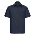 French Navy - Front - Russell Collection Mens Short Sleeve Poly-Cotton Easy Care Poplin Shirt