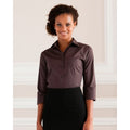 Chocolate - Back - Russell Collection Ladies-Womens 3-4 Sleeve Easy Care Fitted Shirt